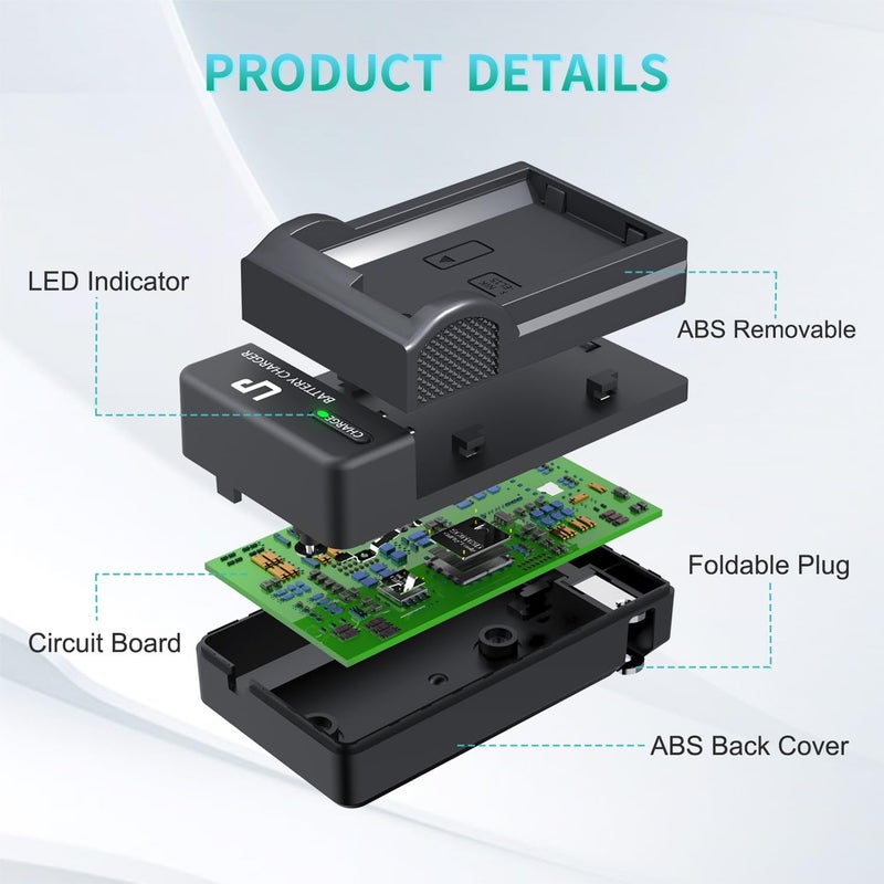 LP EN-EL15 EN EL15a Battery Charger, Charger Compatible with Nikon D7500, D7200, D7100, D7000, D850, D750, D500, D810a, D810, D800e, D800, D610, D600 & More - Image 2